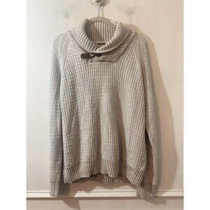 H&M Mens Knitted Crochet Cream Long Sleeve Pullover Sweater Sz Large